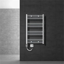 Badheizkörper Elektrisch mit Heizstab 600W 600x800 mm Chrome gebogen mit Seitenanschluss 586