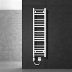Elektrischer Badheizkörper mit Heizstab 1200W 300x1400 mm Weiß gerade mit Seitenanschluss LuxeBath 586