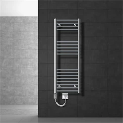 Badheizkörper Elektrisch mit Heizstab 1200W 400x1200 mm Chrome gebogen mit Seitenanschluss LuxeBath 586