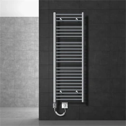 Badheizkörper Elektrisch mit Heizstab 1200W 500x1500 mm Chrome gebogen mit Seitenanschluss LuxeBath 586