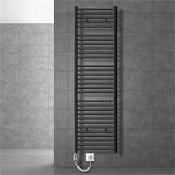 Elektrischer Badheizkörper mit Heizstab 1200W 500x1800 mm Anthrazit gebogen mit Seitenanschluss LuxeBath 586
