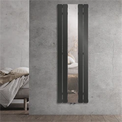 Badheizkörper Einlagig inkl. Spiegel 1600x450 mm Anthrazit mit Mittelanschluss LuxeBath 586