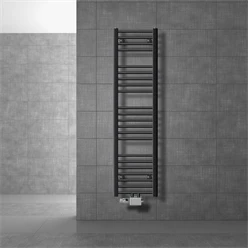 Badheizkörper Mittelanschluss 300x1400 mm Anthrazit gerade mit Universale Anschlussgarnitur LuxeBath 586
