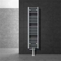 Badheizkörper Mittelanschluss 300x1400 mm Chrome gerade mit Boden Anschlussgarnitur LuxeBath 586