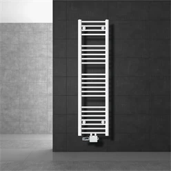 Badheizkörper Mittelanschluss 300x1400 mm Weiß gerade mit Universale Anschlussgarnitur LuxeBath 586