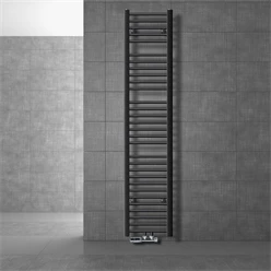 Badheizkörper Mittelanschluss 300x1800 mm Anthrazit gerade mit Wand Anschlussgarnitur LuxeBath 586