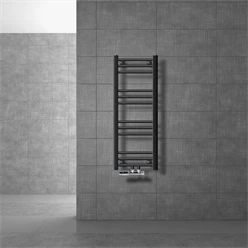 Badheizkörper Mittelanschluss 300x800 mm Anthrazit gerade mit Wand Anschlussgarnitur LuxeBath 586