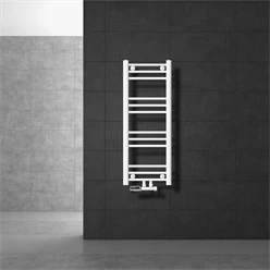 Badheizkörper Mittelanschluss 300x800 mm Weiß gerade mit Wand Anschlussgarnitur LuxeBath 586