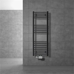 Badheizkörper Mittelanschluss 400x1200 mm Anthrazit gerade mit Universale Anschlussgarnitur LuxeBath 586