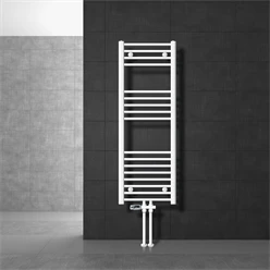 Badheizkörper Mittelanschluss 400x1200 mm Weiß gerade mit Boden Anschlussgarnitur LuxeBath 586