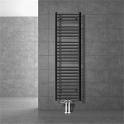 Badheizkörper Mittelanschluss 400x1500 mm Anthrazit gerade mit Boden Anschlussgarnitur LuxeBath 586
