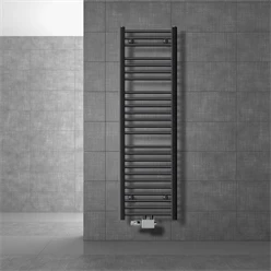 Badheizkörper Mittelanschluss 400x1500 mm Anthrazit gerade mit Universale Anschlussgarnitur LuxeBath 586