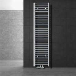 Badheizkörper Mittelanschluss 400x1800 mm Chrome gerade mit Wand Anschlussgarnitur LuxeBath 586