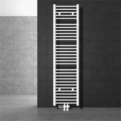 Badheizkörper Mittelanschluss 400x1800 mm Weiß gerade mit Boden Anschlussgarnitur LuxeBath 586