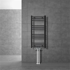 Badheizkörper Mittelanschluss 400x800 mm Anthrazit gerade mit Boden Anschlussgarnitur LuxeBath 586