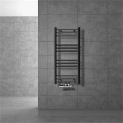Badheizkörper Mittelanschluss 400x800 mm Anthrazit gerade mit Wand Anschlussgarnitur LuxeBath 586
