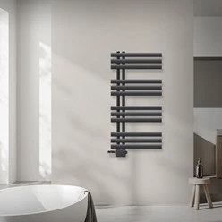 Badheizkörper Mittelanschluss 500x1000 mm Anthrazit mit Universale Anschlussgarnitur LuxeBath 586