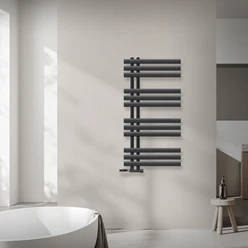 Badheizkörper Mittelanschluss 500x1000 mm Anthrazit mit Wand Anschlussgarnitur LuxeBath 586