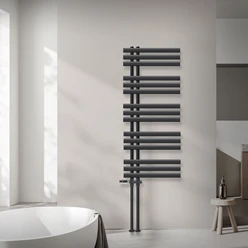 Badheizkörper Mittelanschluss 500x1200 mm Anthrazit mit Boden Anschlussgarnitur LuxeBath 586