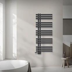 Badheizkörper Mittelanschluss 500x1200 mm Anthrazit mit Universale Anschlussgarnitur LuxeBath 586