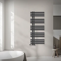 Badheizkörper Mittelanschluss 500x1200 mm Anthrazit mit Wand Anschlussgarnitur LuxeBath 586