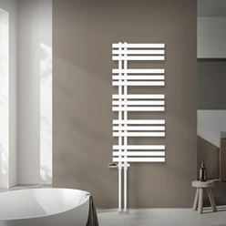 Badheizkörper Mittelanschluss 500x1200 mm Weiß mit Boden Anschlussgarnitur LuxeBath 586