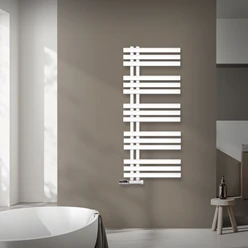 Badheizkörper Mittelanschluss 500x1200 mm Weiß mit Wand Anschlussgarnitur LuxeBath 586