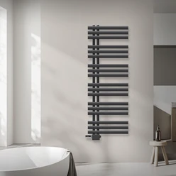 Badheizkörper Mittelanschluss 500x1400 mm Anthrazit mit Universale Anschlussgarnitur LuxeBath 586