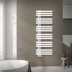 Badheizkörper Mittelanschluss 500x1400 mm Weiß mit Wand Anschlussgarnitur LuxeBath 586