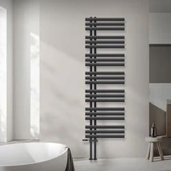 Badheizkörper Mittelanschluss 500x1600 mm Anthrazit mit Boden Anschlussgarnitur LuxeBath 586