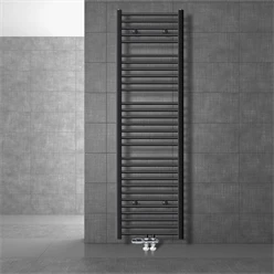 Badheizkörper Mittelanschluss 500x1800 mm Anthrazit gerade mit Boden Anschlussgarnitur LuxeBath 586