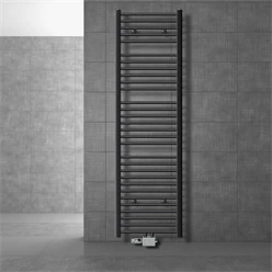 Badheizkörper Mittelanschluss 500x1800 mm Anthrazit gerade mit Universale Anschlussgarnitur LuxeBath 586