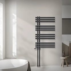 Badheizkörper Mittelanschluss 600x1000 mm Anthrazit mit Boden Anschlussgarnitur LuxeBath 586