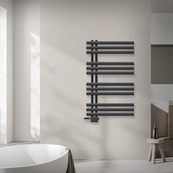 Badheizkörper Mittelanschluss 600x1000 mm Anthrazit mit Universal Anschlussgarnitur LuxeBath 586