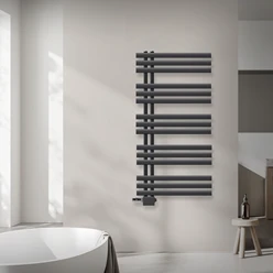 Badheizkörper Mittelanschluss 600x1200 mm Anthrazit mit Universal Anschlussgarnitur LuxeBath 586