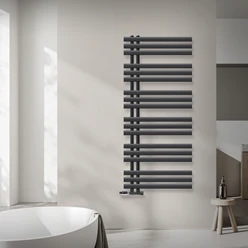 Badheizkörper Mittelanschluss 600x1400 mm Anthrazit mit Wand Anschlussgarnitur LuxeBath 586