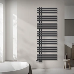 Badheizkörper Mittelanschluss 600x1600 mm Anthrazit mit Universal Anschlussgarnitur LuxeBath 586