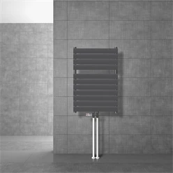 Badheizkörper Mittelanschluss 600x800 mm Anthrazit mit Boden Anschlussgarnitur LuxeBath 586