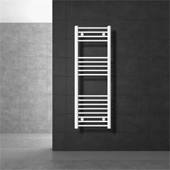 Badheizkörper Sahara 400x1200 mm Weiß gebogen mit Seitenanschluss LuxeBath 586