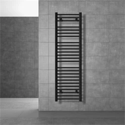 Badheizkörper Sahara 400x1500 mm Schwarz matt gebogen mit Seitenanschluss LuxeBath 586