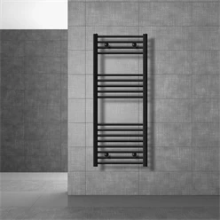 Badheizkörper Sahara 500x1200 mm Schwarz matt gerade mit Seitenanschluss LuxeBath 586