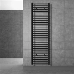 Badheizkörper Sahara 500x1800 mm Schwarz matt gebogen mit Seitenanschluss LuxeBath 586