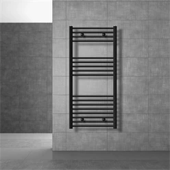 Badheizkörper Sahara 600x1200 mm Schwarz matt gerade mit Seitenanschluss LuxeBath 586