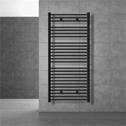 Badheizkörper Sahara 750x1500 mm Schwarz matt gebogen mit Seitenanschluss LuxeBath 586