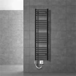 Elektrischer Badheizkörper mit Heizstab 1200W 300x1400 mm Anthrazit gerade mit Seitenanschluss LuxeBath 586