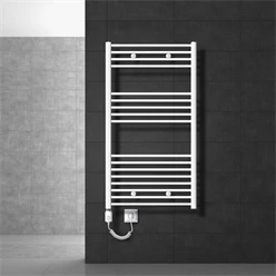 Elektrischer Badheizkörper mit Heizstab 1200W 750x1200 mm Weiß gerade mit Seitenanschluss LuxeBath 586