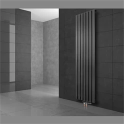 Badheizkörper Stella 480x1400 mm anthrazit mit Boden Anschlussgarnitur 2060