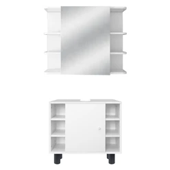 Badmöbel Set 2-Teilig modernen Stil Weiß aus Holz ML-Design 6356