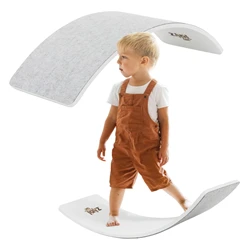 Balance Board für Kinder 83x30 cm Grau/Weiß aus Lindensperrholz bis 100kg Joyz 499796