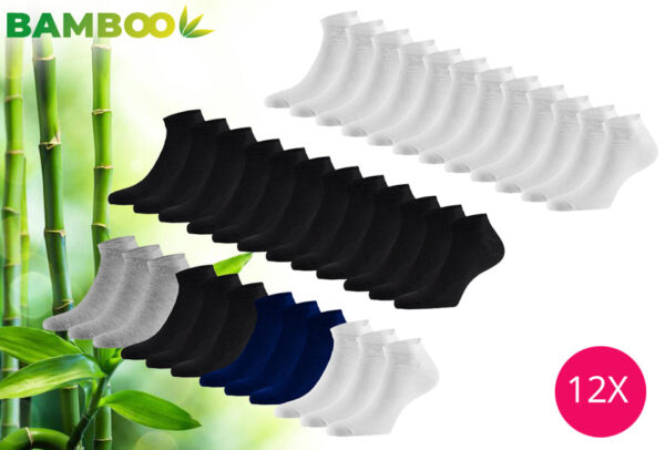 Bambus-Socken - 12 Paar - Weiß/Schwarz Kleidung